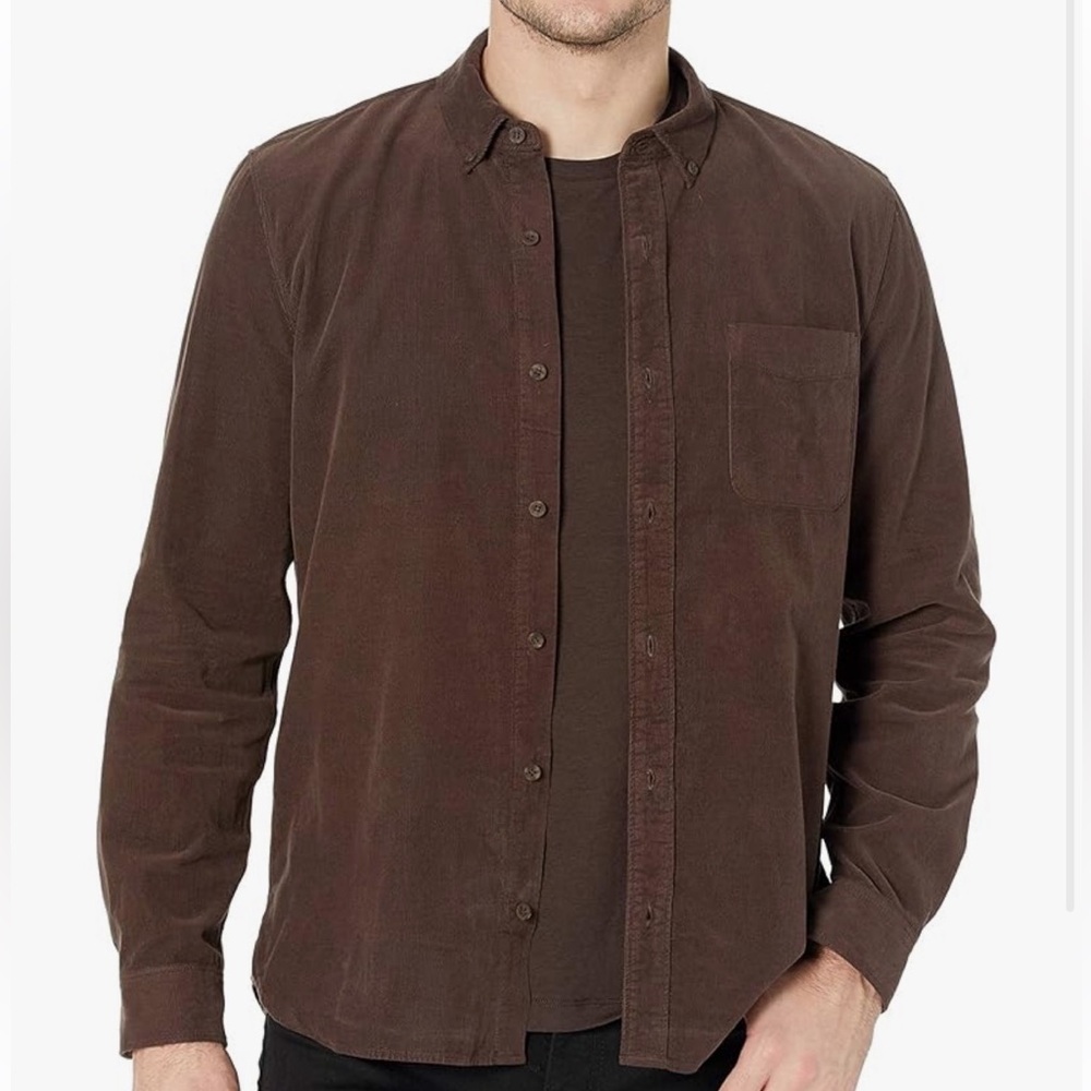 PAIGE Men's BLACK Langford Long Sleeve Corduroy Shirt in Large